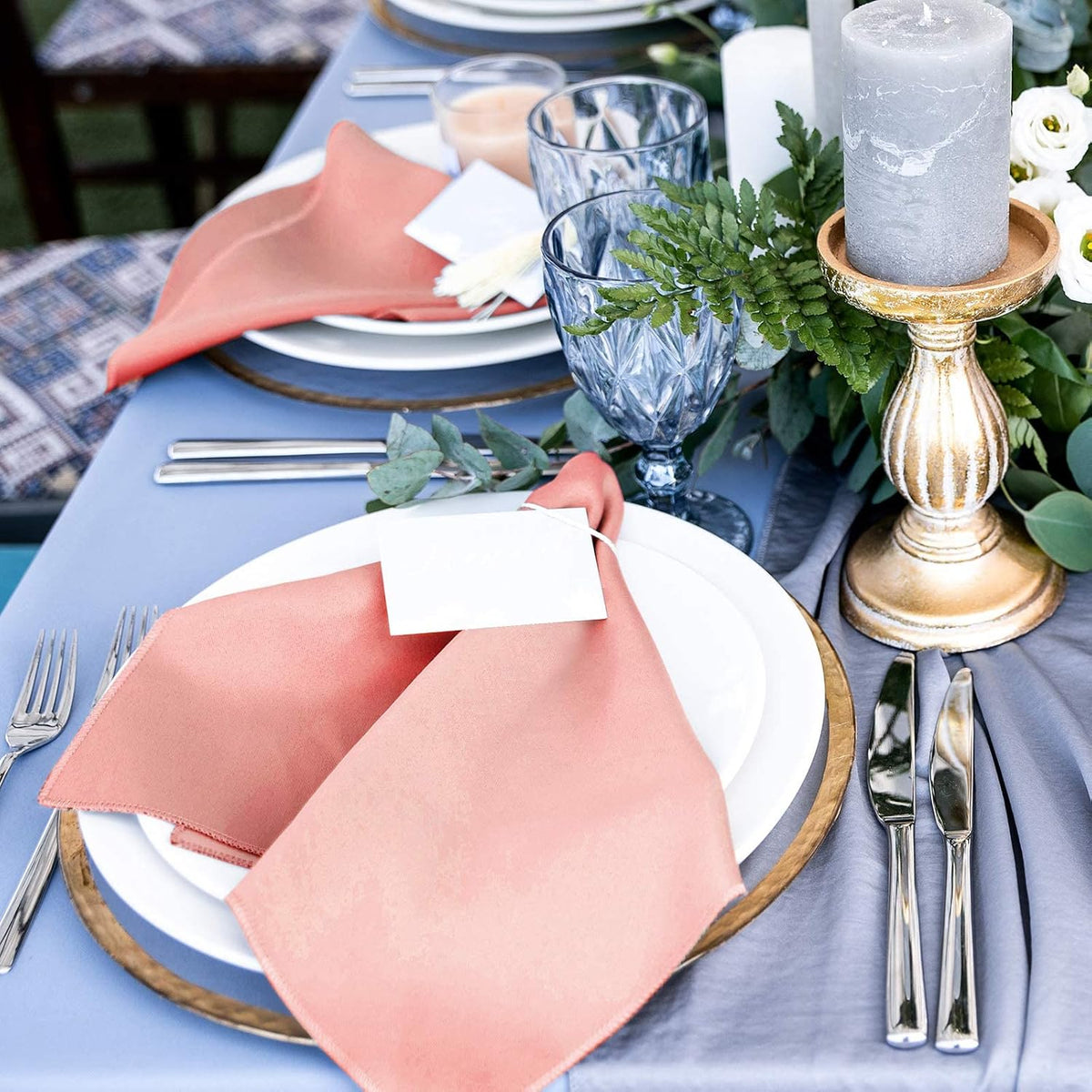 12 Pieces Satin Napkins Soft Dinner Napkins Square Table Napkins 17 x 17 Inches for Restaurant Weddings Party Dinner Decoration (Rose Gold)