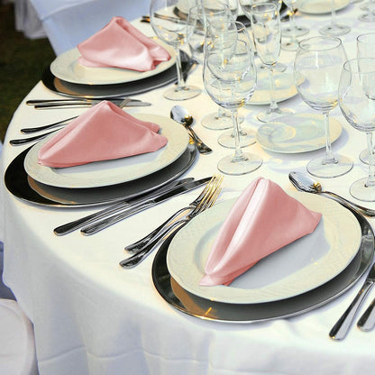 12 Pieces Satin Napkins Soft Dinner Napkins Square Table Napkins 17 x 17 Inches for Restaurant Weddings Party Dinner Decoration (Rose Gold)