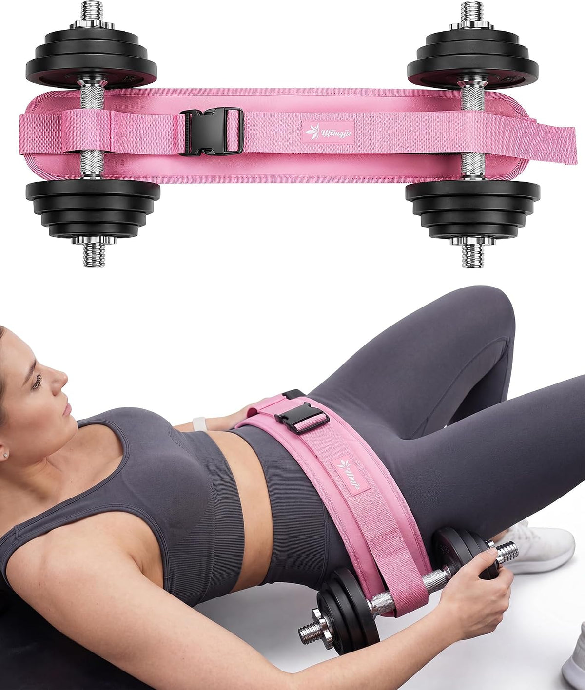 Hip Thrust Belt, Leather Dumbbell Booty Workout Belt