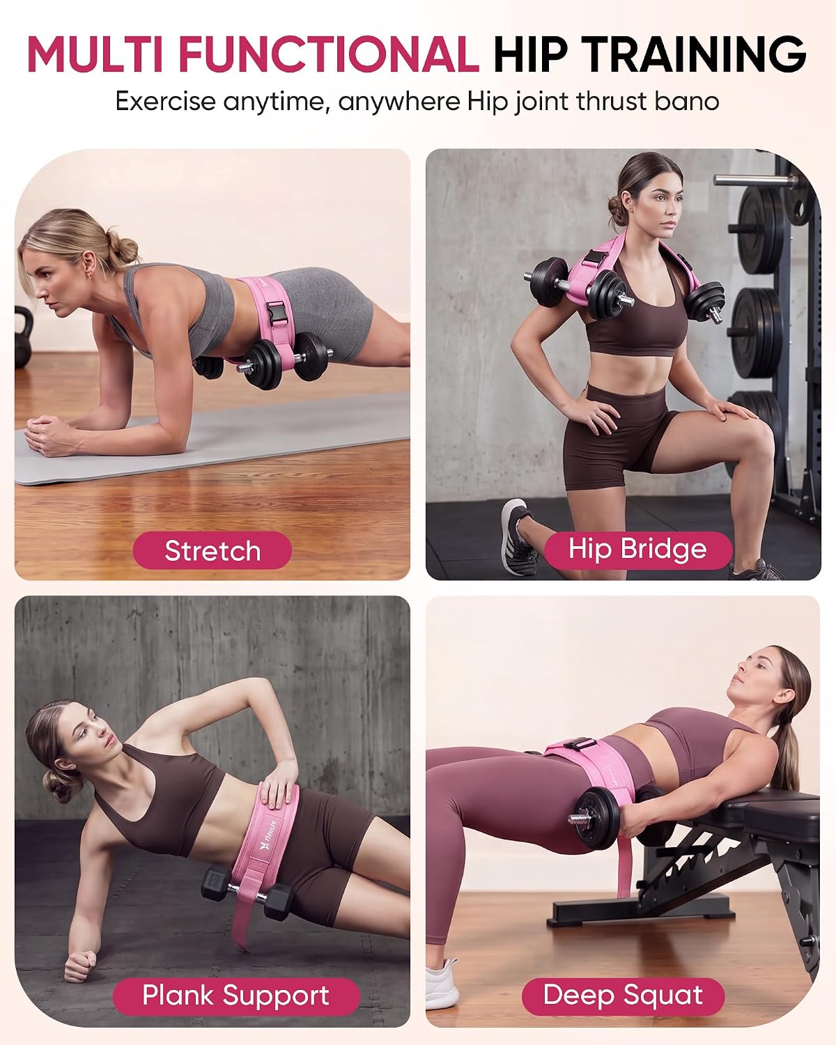 Hip Thrust Belt, Leather Dumbbell Booty Workout Belt
