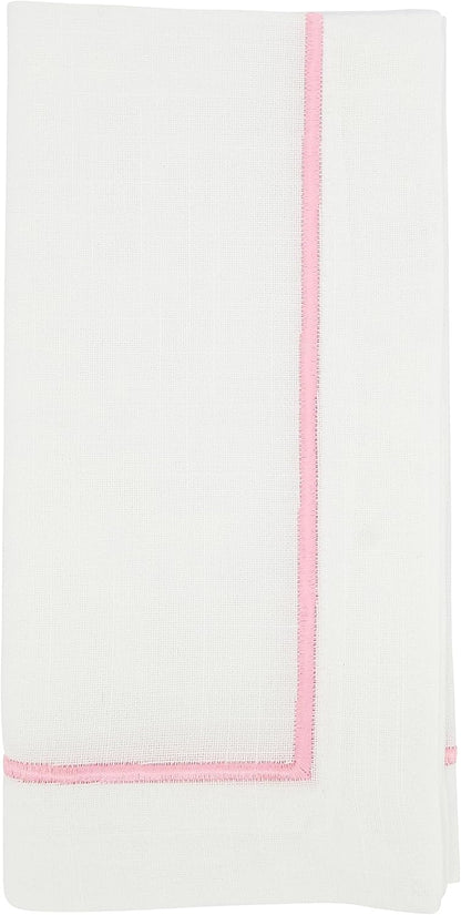 Saro Lifestyle Embroidered Line Design Napkin (Set of 4), 20"x20", Pink