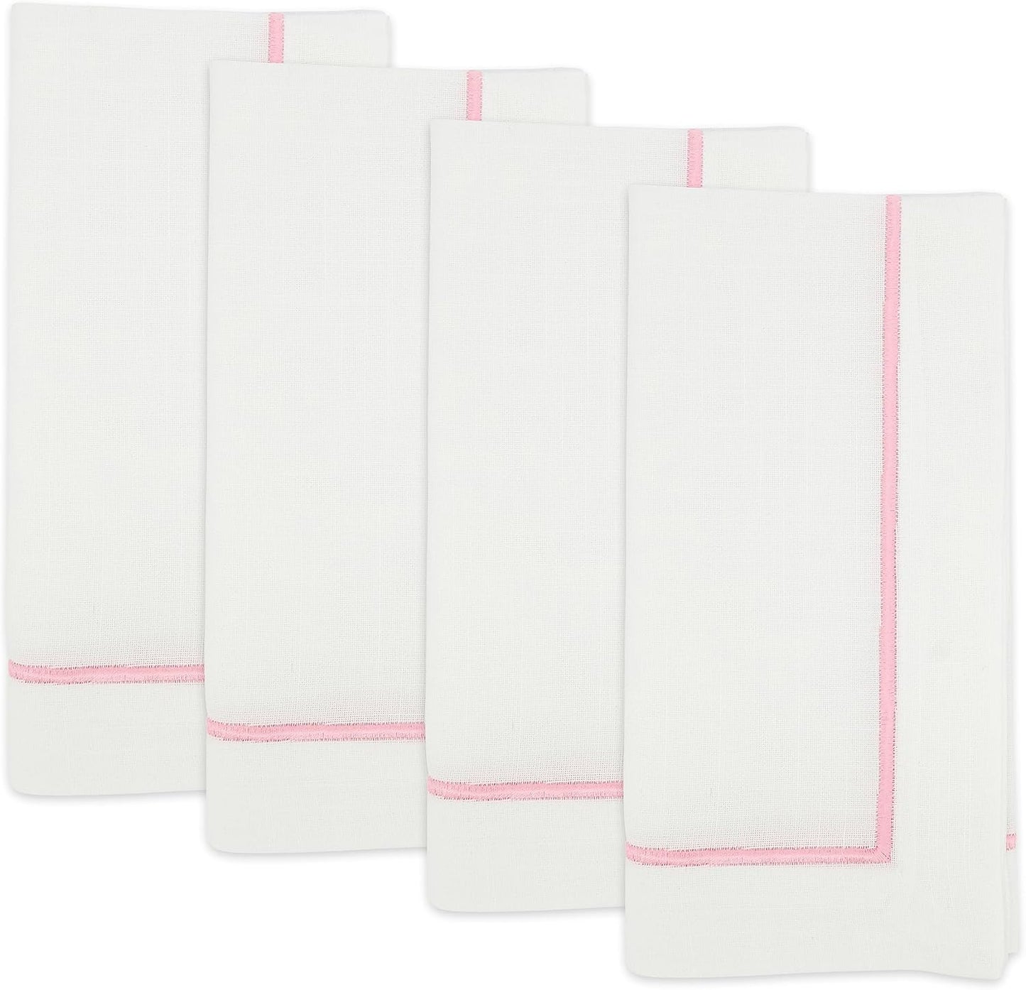 Saro Lifestyle Embroidered Line Design Napkin (Set of 4), 20"x20", Pink