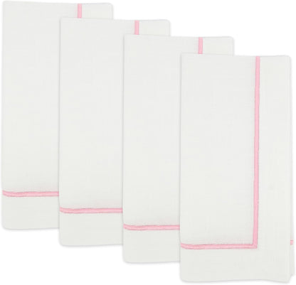 Saro Lifestyle Embroidered Line Design Napkin (Set of 4), 20"x20", Pink