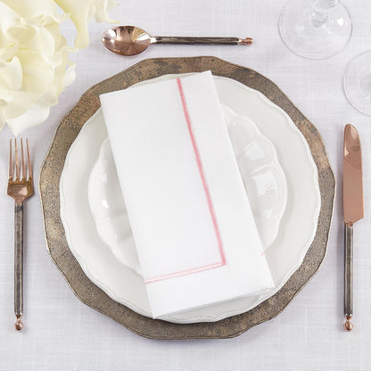 Saro Lifestyle Embroidered Line Design Napkin (Set of 4), 20"x20", Pink
