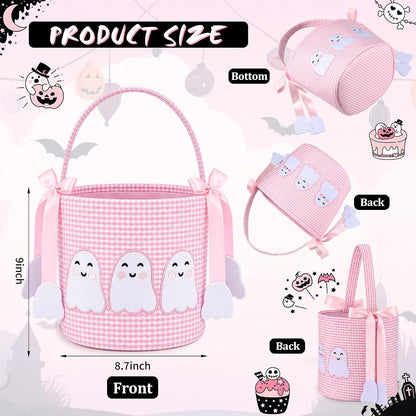 Pink Halloween Boo Basket Cute Trick or Treat Basket