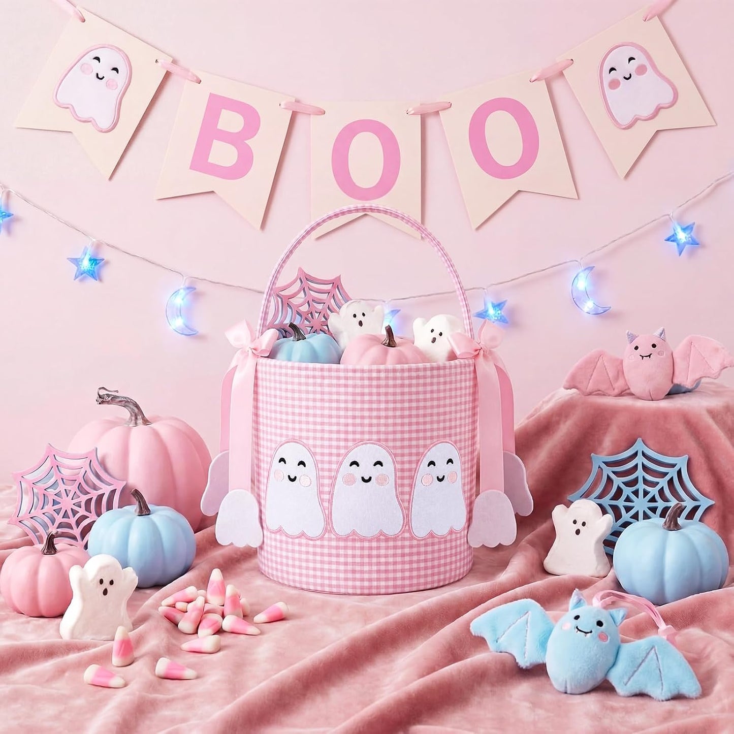 Pink Halloween Boo Basket Cute Trick or Treat Basket