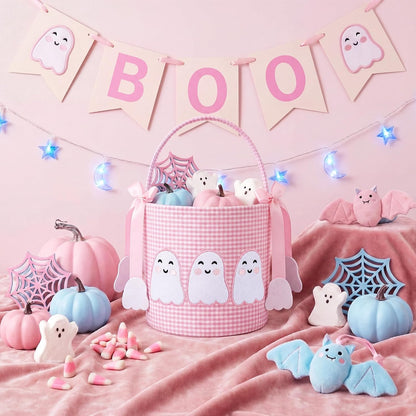 Pink Halloween Boo Basket Cute Trick or Treat Basket