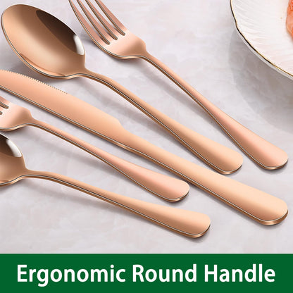 Rose Gold Tea Spoon Set Of 8, 6.7 Inch Stainless Steel Dessert Spoons, Copper Coffee Spoons Set, Metal Silverware Small Spoons For Kitchen