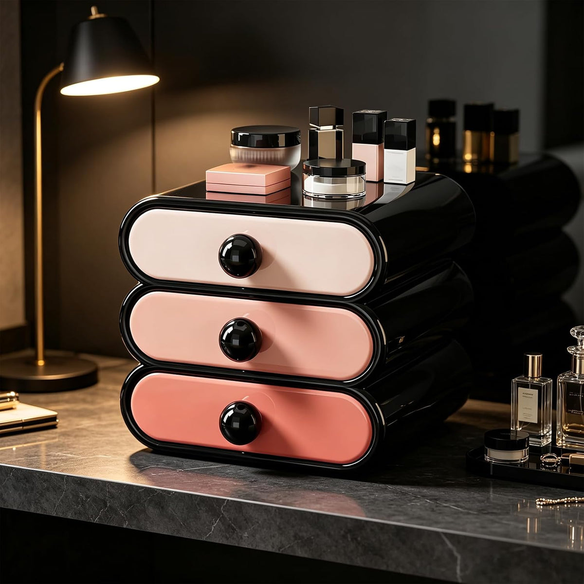 3-Tier Makeup Organizer with Drawers for Vanity Desk