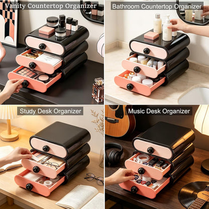 3-Tier Makeup Organizer with Drawers for Vanity Desk