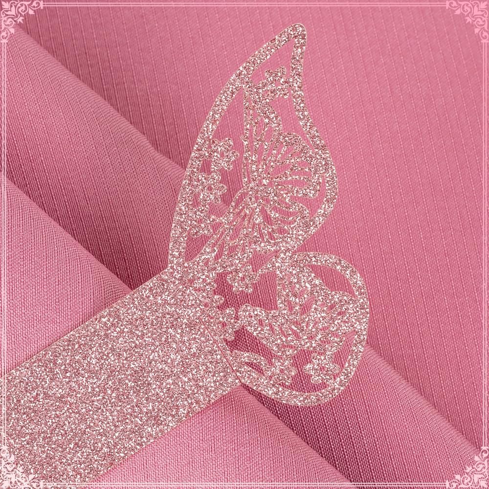 100pcs Napkin Rings 3D Butterfly Shape Frosted Paper Napkin Holder for Birthday Dining Weddings Anniversary Restaurant Party Banquet Table Decor