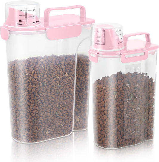 8-12LBS Dog Food Storage Container, Upgraded Large Nozzle BPA-free, Plastic Pet Food Storage Containers With 4 Sealed Clasps, 1 Measuring Cup and Handle, Easy to Clean and Carry