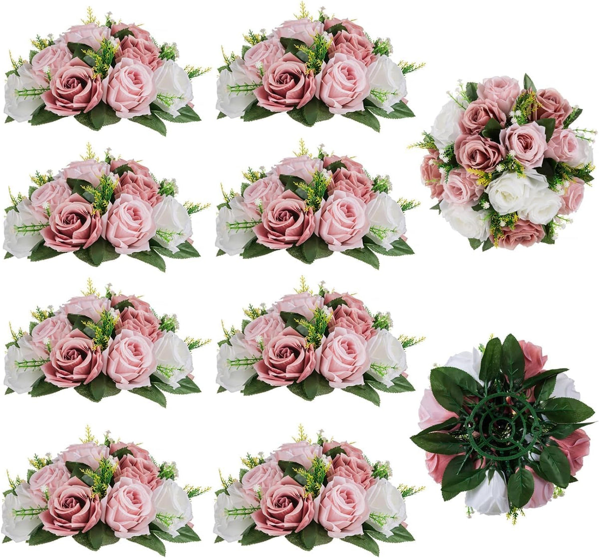 Dusty Pink Flower Centerpieces for Wedding: 10 Pcs, Faux Roses