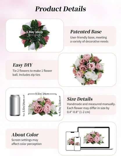 Dusty Pink Flower Centerpieces for Wedding: 10 Pcs, Faux Roses