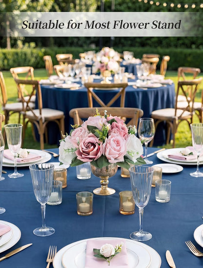 Dusty Pink Flower Centerpieces for Wedding: 10 Pcs, Faux Roses