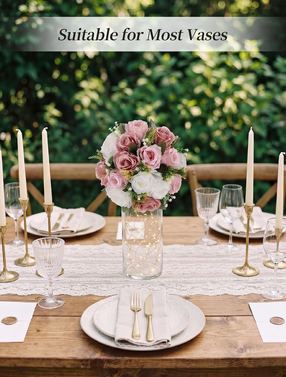 Dusty Pink Flower Centerpieces for Wedding: 10 Pcs, Faux Roses