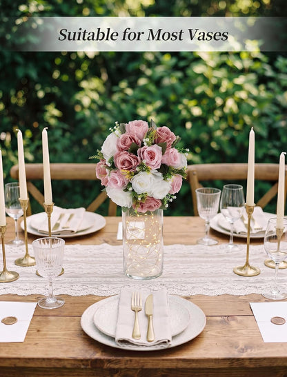 Dusty Pink Flower Centerpieces for Wedding: 10 Pcs, Faux Roses