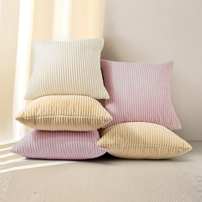 Set of 2 Corduroy Throw Pillow Covers 18x18 Inch Pink Decorative Pillowcase