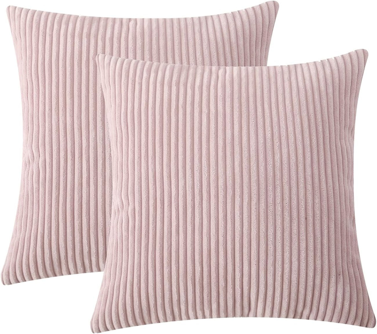 Set of 2 Corduroy Throw Pillow Covers 18x18 Inch Pink Decorative Pillowcase