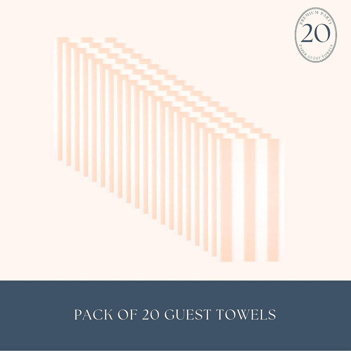 Bonjour Fete Peach Cabana Stripe Paper Guest Towels | Disposable, 3-Ply Napkins | Premium Party Supplies & Decor | Holidays, Kids Themed Birthday Parties., Girl | Pack of 20, 4.25" x 7.75"