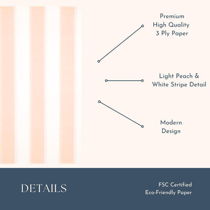 Bonjour Fete Peach Cabana Stripe Paper Guest Towels | Disposable, 3-Ply Napkins | Premium Party Supplies & Decor | Holidays, Kids Themed Birthday Parties., Girl | Pack of 20, 4.25" x 7.75"