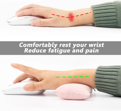 Ergonomic Mouse Wrist Rest Bean Bag, Carpal Tunnel Mouse Support Pad Filled Ergo Beads for Computer, Laptop, PC Gaming (Light Pink)