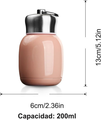 Mini 7 oz Stainless Steel Water Bottle, Small Vacuum Insulated Water Bottle Leak Proof Sport Tumbler Cup Hot and Cold Water Bottle for Women Girls Kids Gift Milk Tea Lunch (Peach pink)