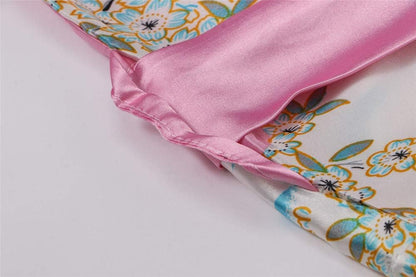 Women's Floral/Patterned Silky Kimono Robes Long Satin Bathrobes Sleepwear Loungewear
