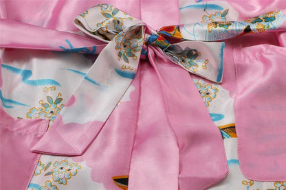 Women's Floral/Patterned Silky Kimono Robes Long Satin Bathrobes Sleepwear Loungewear