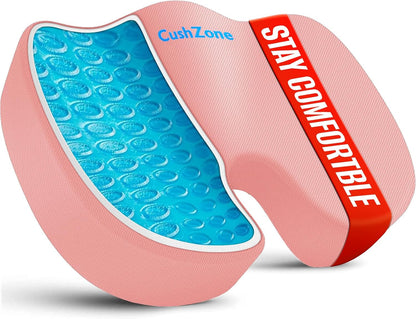 Gel Seat Cushion, Cooling Memory Foam Cushion for Office Chair, Pink