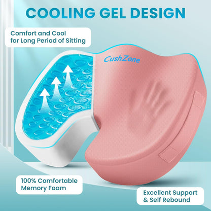 Gel Seat Cushion, Cooling Memory Foam Cushion for Office Chair, Pink