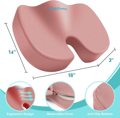 Gel Seat Cushion, Cooling Memory Foam Cushion for Office Chair, Pink