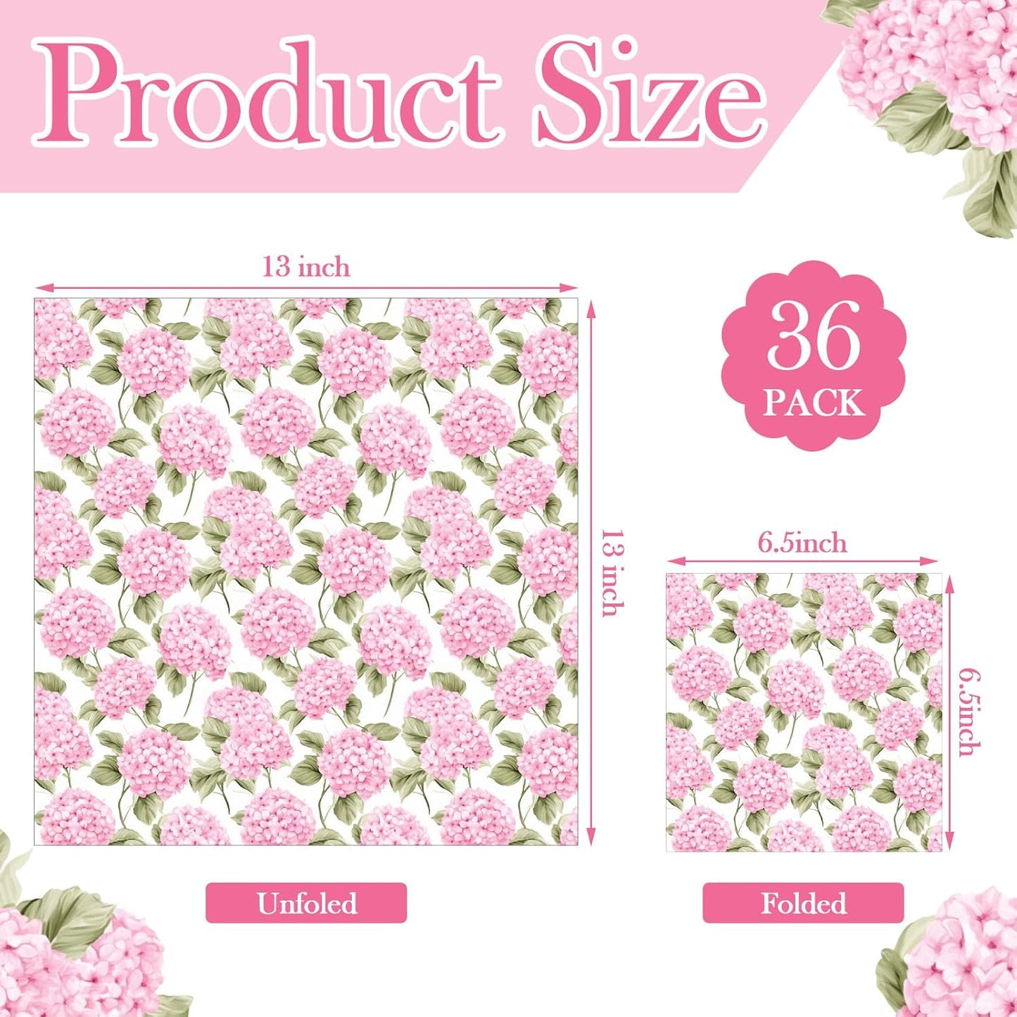 Yexiya 36 Sheet 6 Style Pink Floral Paper Napkins for Decoupage Aesthetic Decorative Cocktail Napkin for DIY Crafting Project Furniture Home Wedding Tea Party Party Table Decor Unfolded 13 x 13 Inch