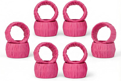 ™ Handmade Raffia Rattan Napkin Rings Pink Set of 12 Everyday Use Dining Party Tabletop Décor Gifts Napkin Holder 1.5 Inch in Size Artisan Crafted in India