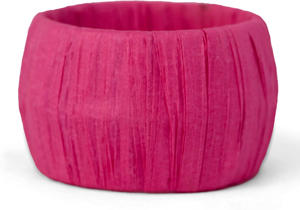 ™ Handmade Raffia Rattan Napkin Rings Pink Set of 12 Everyday Use Dining Party Tabletop Décor Gifts Napkin Holder 1.5 Inch in Size Artisan Crafted in India