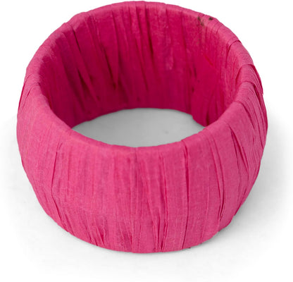 ™ Handmade Raffia Rattan Napkin Rings Pink Set of 12 Everyday Use Dining Party Tabletop Décor Gifts Napkin Holder 1.5 Inch in Size Artisan Crafted in India