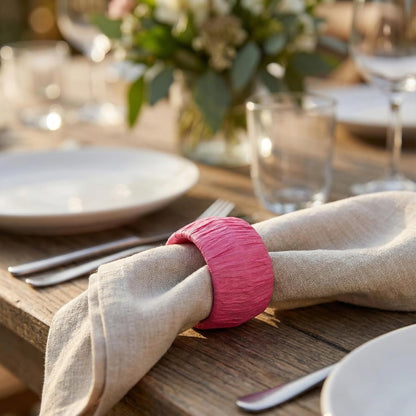 ™ Handmade Raffia Rattan Napkin Rings Pink Set of 12 Everyday Use Dining Party Tabletop Décor Gifts Napkin Holder 1.5 Inch in Size Artisan Crafted in India
