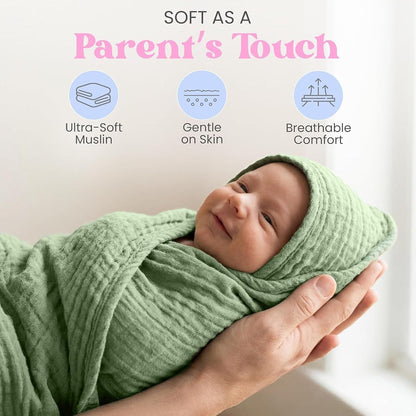 Muslin Hooded Baby Bath Towel – 2 Pack, Pink & Peach - 30", Soft Cotton, Absorbent, Quick-Dry, Oeko-TEX, Pool-Water, Newborn-Toddler Care
