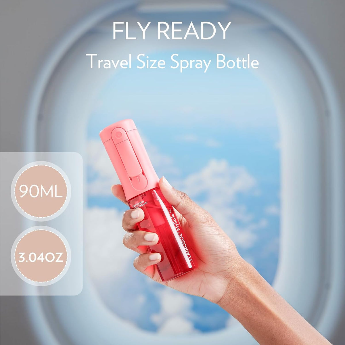 MyStyle Travel Continuous Spray Bottle, 3.04oz/90ml, Pink