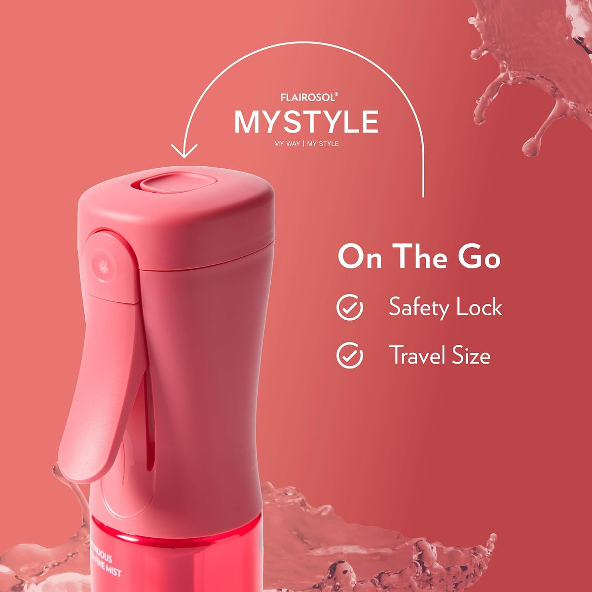 MyStyle Travel Continuous Spray Bottle, 3.04oz/90ml, Pink