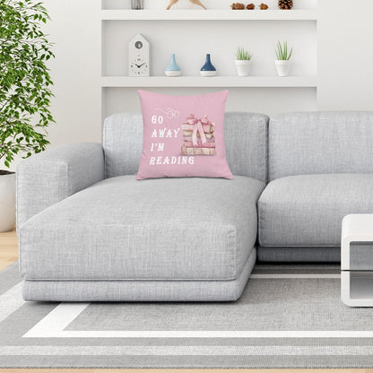 Coquette Pink Bow Book Throw Pillow Covers 18x18, Reading Nook Room Decor, Book Lover Reader Gifts Decorative Pillow Covers for Reading Corner Library Home Bedroom