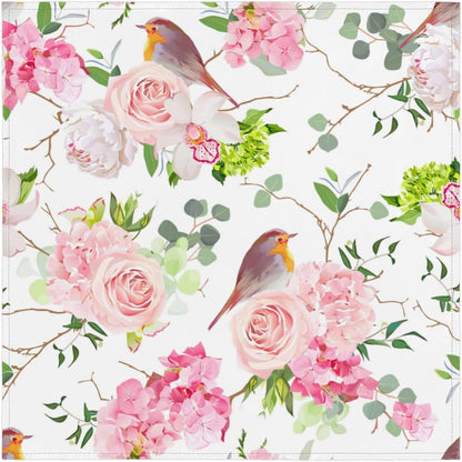 Pink Rose Little Bird Cloth Napkins Soft Table Flower Floral Dinner Napkins Set of 6 with Hemmed Edges for Family Dinners Weddings Banquets Parties
