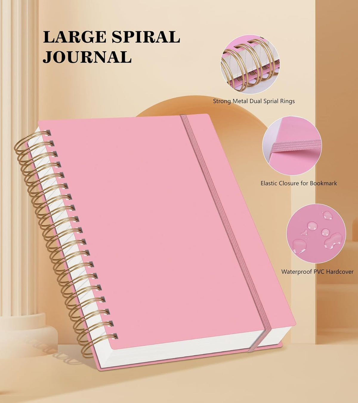 Pink Spiral Notebook Journal,360 Pages College Ruled Notebook, Lined Thick Journals for Women Men,A5 Thick Spiral Journal for Writing,100GSM Paper, Spiral Notebooks for Work School 5.5"x8.5"