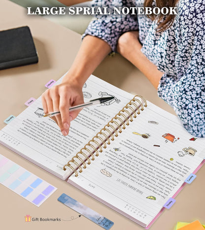 Pink Spiral Notebook Journal,360 Pages College Ruled Notebook, Lined Thick Journals for Women Men,A5 Thick Spiral Journal for Writing,100GSM Paper, Spiral Notebooks for Work School 5.5"x8.5"