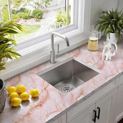 Pink Gold Marble Peel Stick Wallpaper 15.7x39.4 PVC Mural