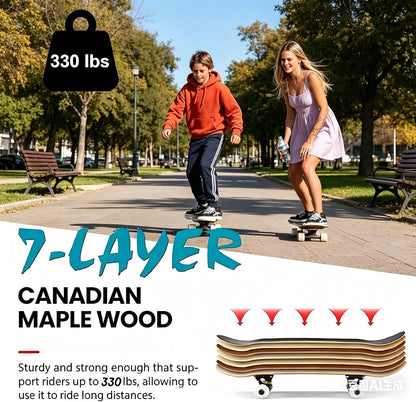 Standard Skateboards for Beginners Kids Boys Girls Youths Adults Starter-Complete Skate Boards 31''x 8'' Maple Wood Skateboard