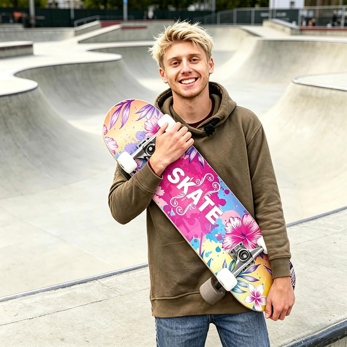 Standard Skateboards for Beginners Kids Boys Girls Youths Adults Starter-Complete Skate Boards 31''x 8'' Maple Wood Skateboard