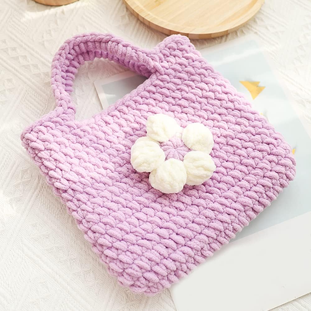 3 Skiens/120g Soft Chenille Yarn Fluffy Yarn Hand DIY Craft Bag Hat Scarve Cloth Gloves Crochet Knit Thread (Peach Pink)
