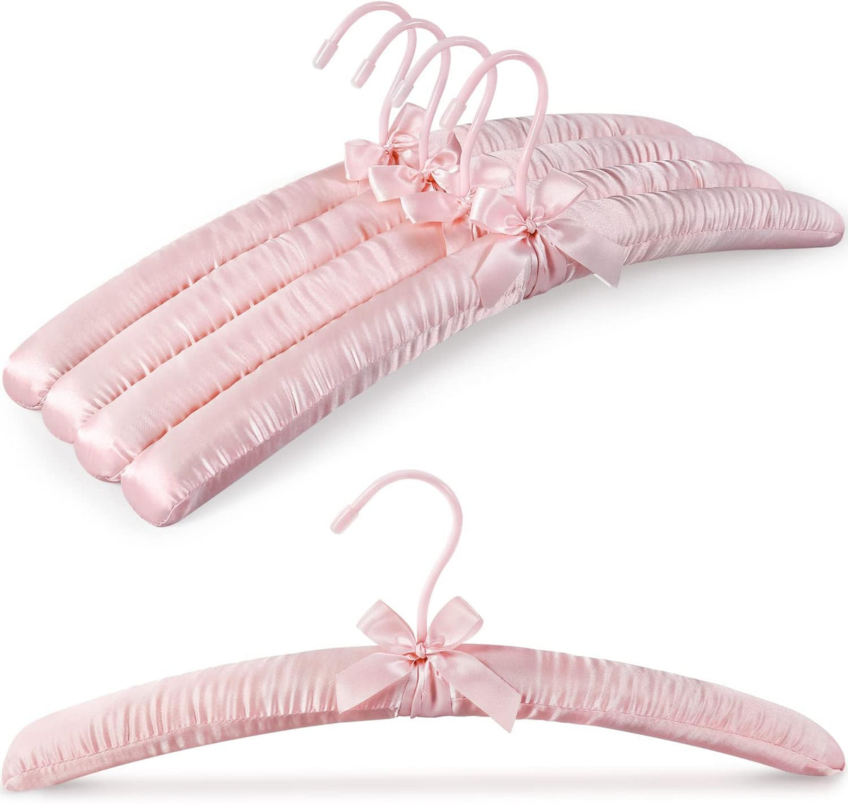 Satin Padded Hangers for Women Clothing 17-inch 5 Pack Pink