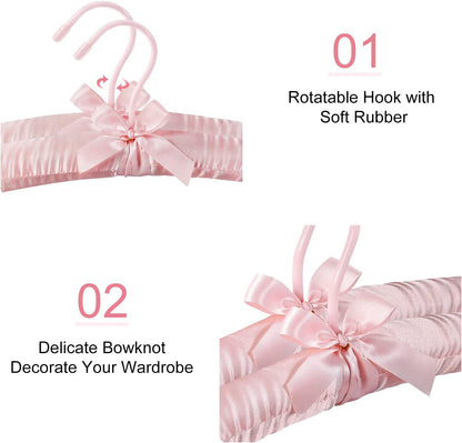 Satin Padded Hangers for Women Clothing 17-inch 5 Pack Pink